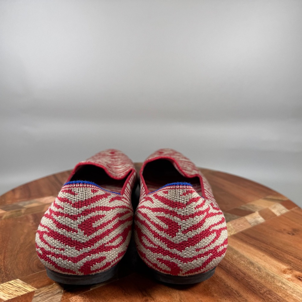 Rothys The Loafer Red Zebra Print Knit Slip On Shoes Womens 8.5 Sustainable - Picture 4 of 7
